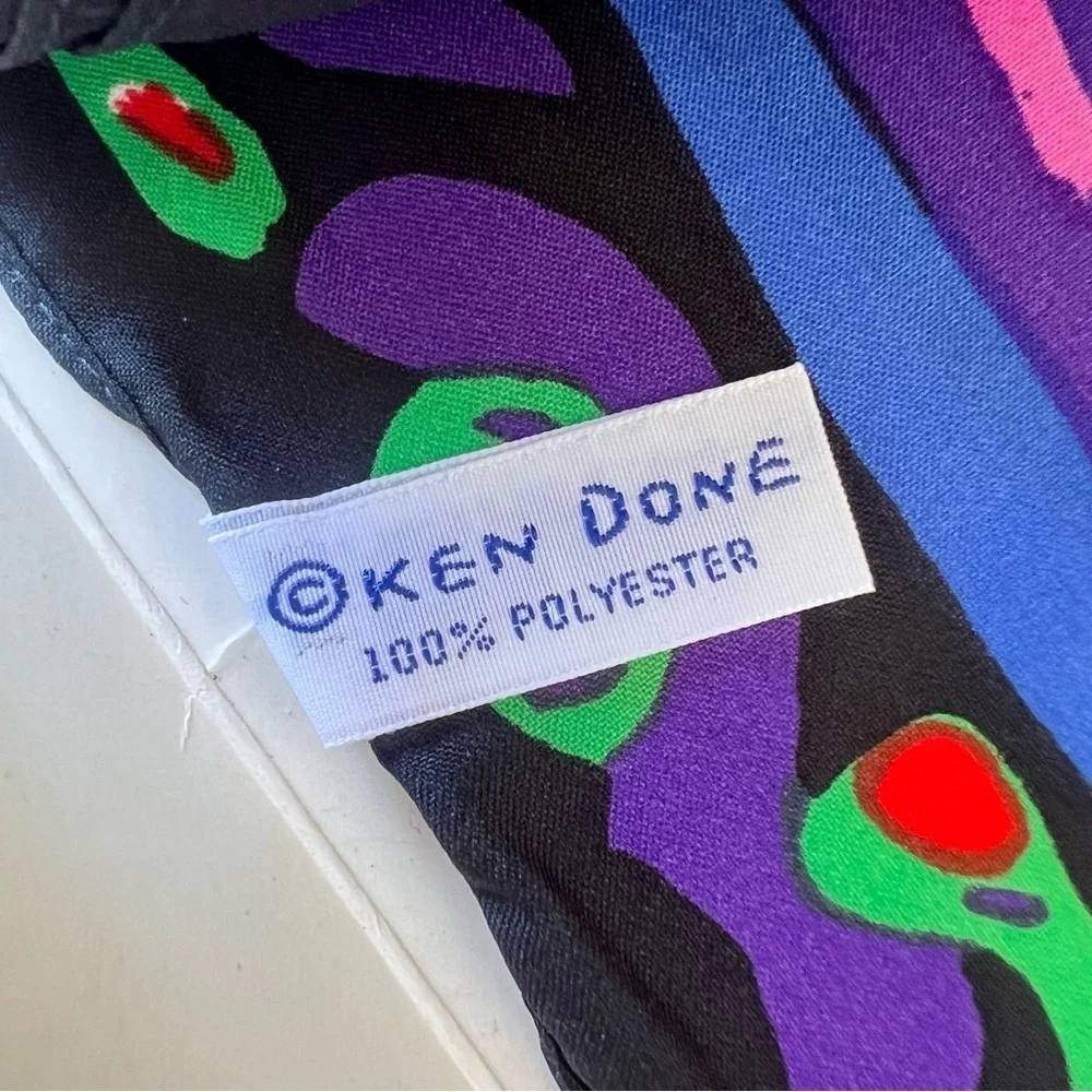 VTG Ken Done Sydney Harbor Night Firework Scarf Art-To-Wear Japan Colorful 24x24